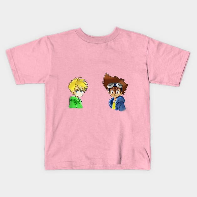 Digimon Adventure taichi yamato t-shirt Kids T-Shirt by TheKMDesigns